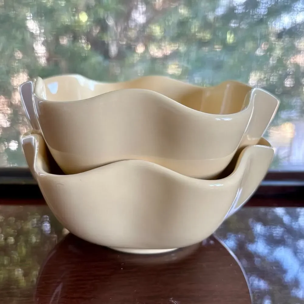 Gale Pittman Southern Living at Home Yellow Wavy Hospitality Bowls Set of 2